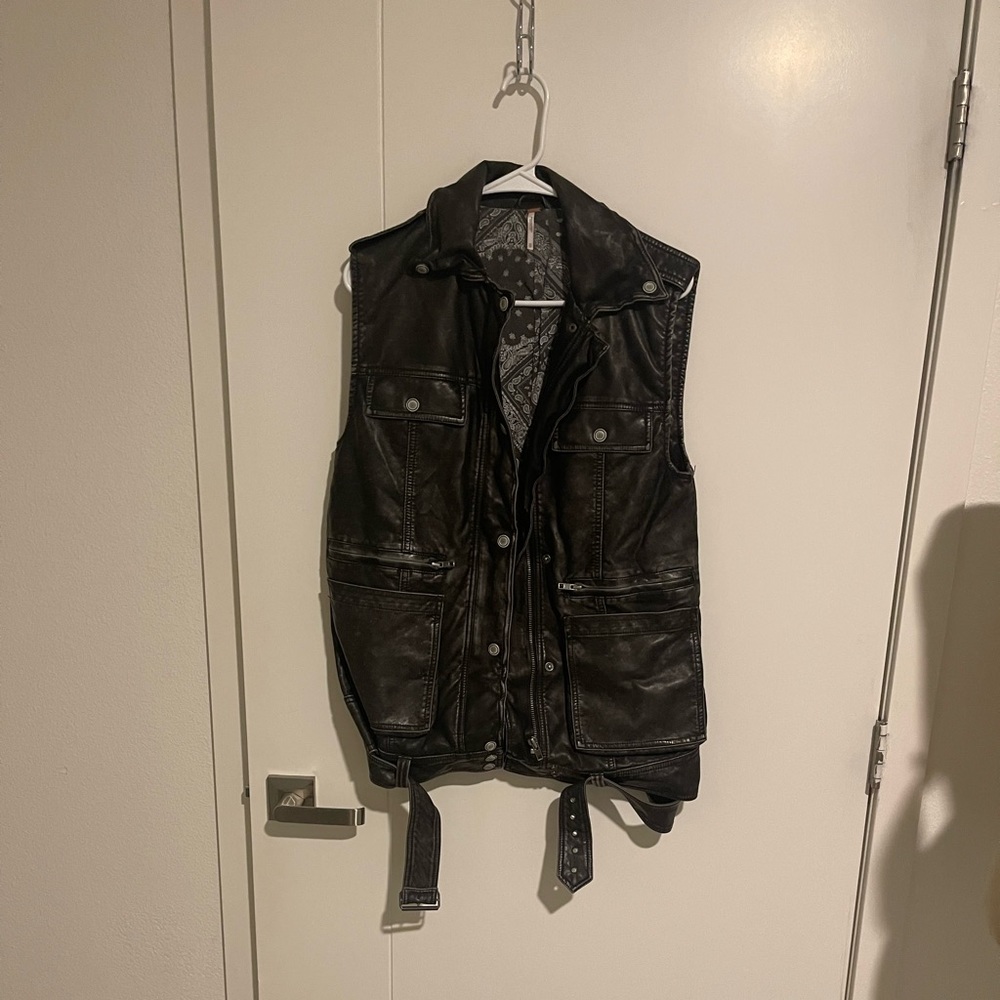 Free People Vegan Leather Dark Brown XS Vest Jacket